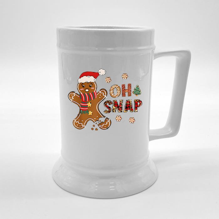 Gingerbread Man Oh Snap Christmas Funny Cookie Baking Front & Back Beer Stein