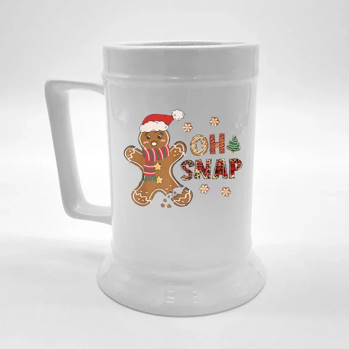 Gingerbread Man Oh Snap Christmas Funny Cookie Baking Front & Back Beer Stein