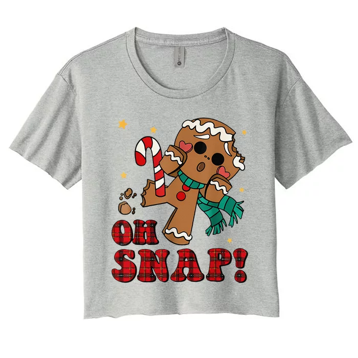 Gingerbread Man Oh Snap Christmas Funny Cookie Baking Women's Crop Top Tee