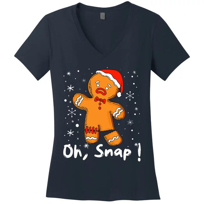 Gingerbread Man Oh Snap Christmas Cookie Costume Baking Team Women's V-Neck T-Shirt