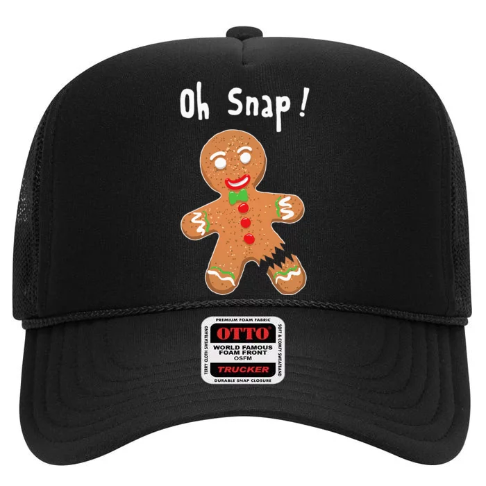 Gingerbread Man Oh Snap Christmas Cookie Costume Baking Team High Crown Mesh Trucker Hat