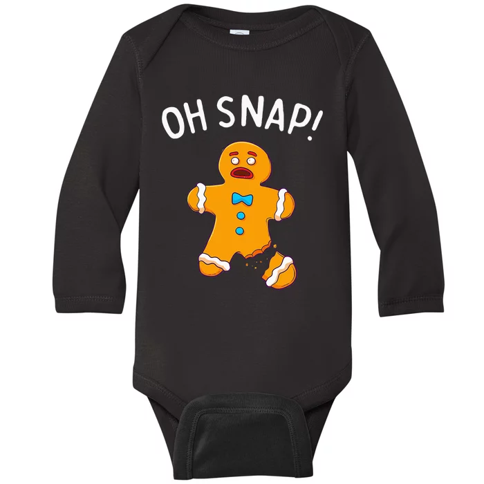 Gingerbread Man Oh Snap Christmas Funny Cookie Baking Gift Baby Long Sleeve Bodysuit