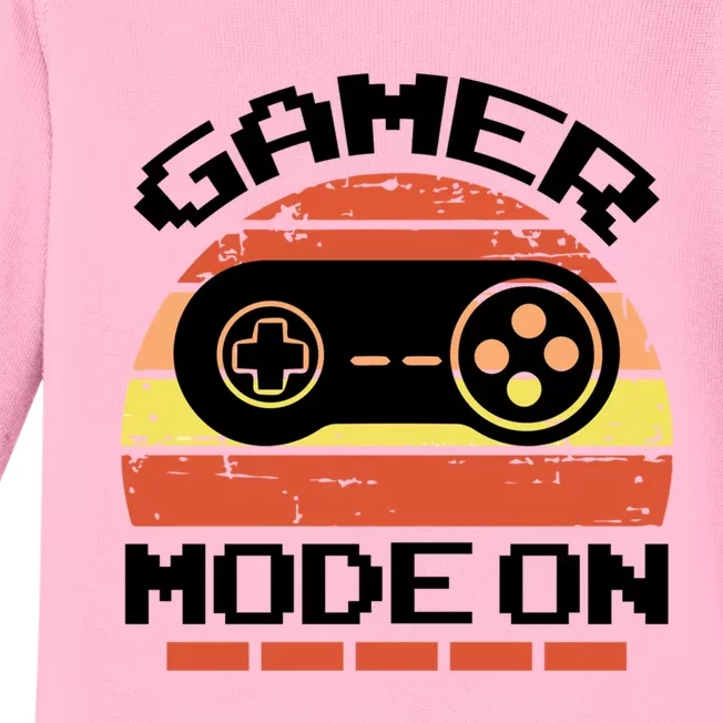 Gamer Mode On Level Up Gaming Culture Merch Video Games Cute Gift Baby Long Sleeve Bodysuit