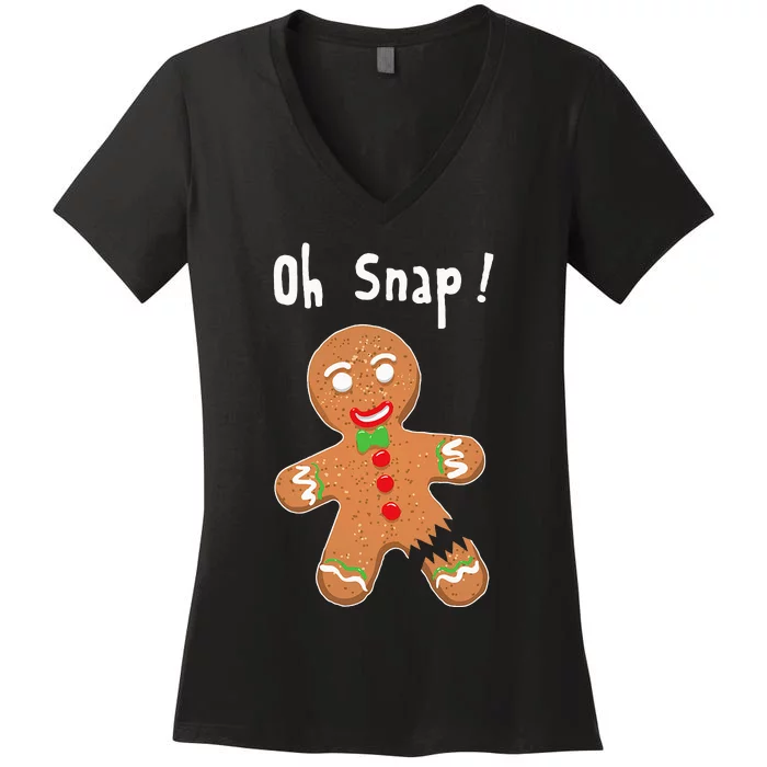 Gingerbread Man Oh Snap Christmas Cookie Costume Baking Team Women's V-Neck T-Shirt