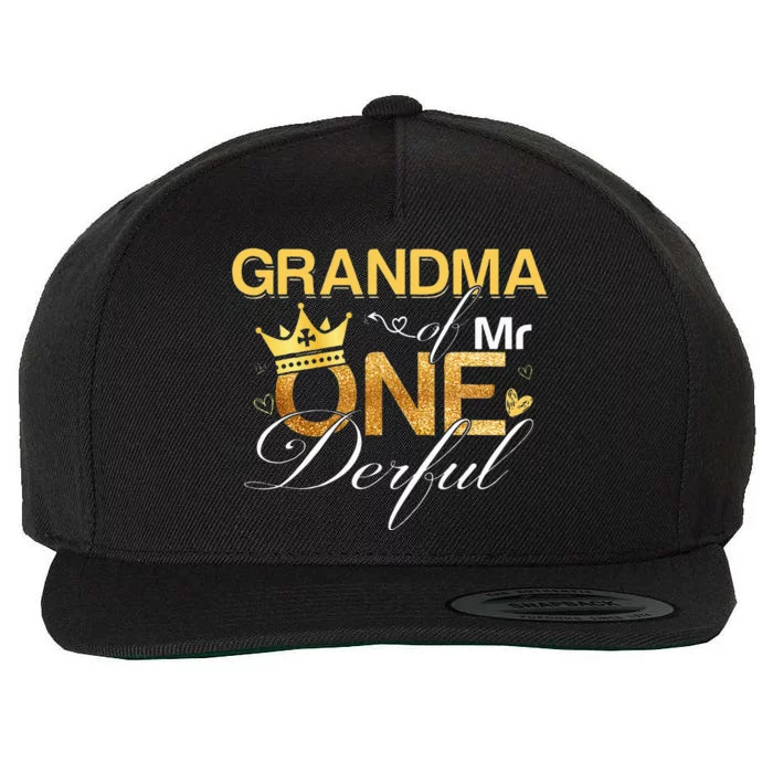 Grandma Mr Onederful 1st Birthday First One Derful Matching Wool Snapback Cap