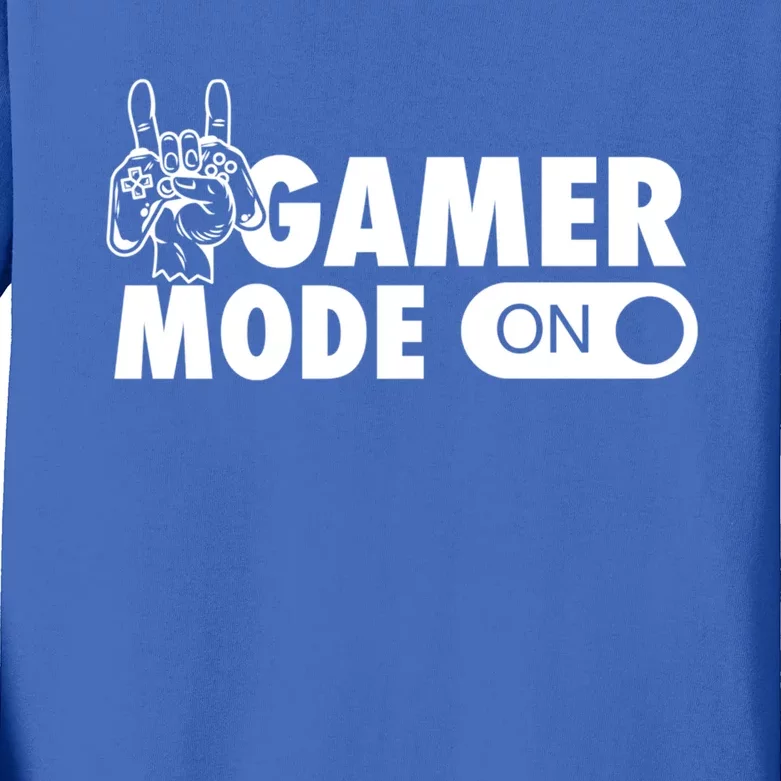 Gamer Mode On Cool Gamer Christmas Gift Cool Gift Kids Long Sleeve Shirt