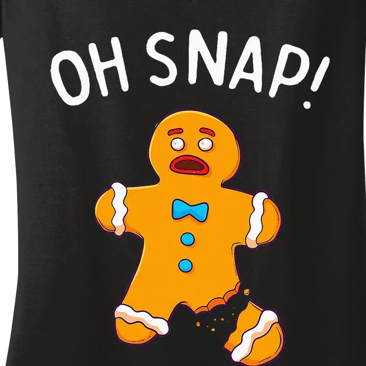 Gingerbread Man Oh Snap Christmas Funny Cookie Baking Gift Short Sleeve Women's V-Neck T-Shirt