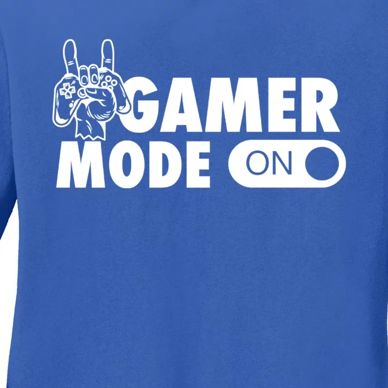 Gamer Mode On Awesome Video Game Convention Merch Gift Ladies Long Sleeve Shirt