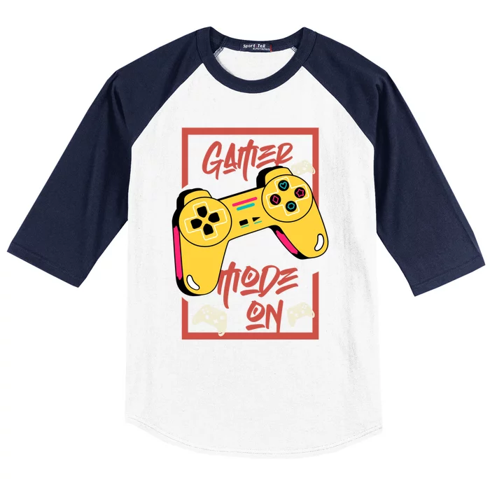 Gamer Mode On Funny Retro Gaming Video Games Gift Baseball Sleeve Shirt