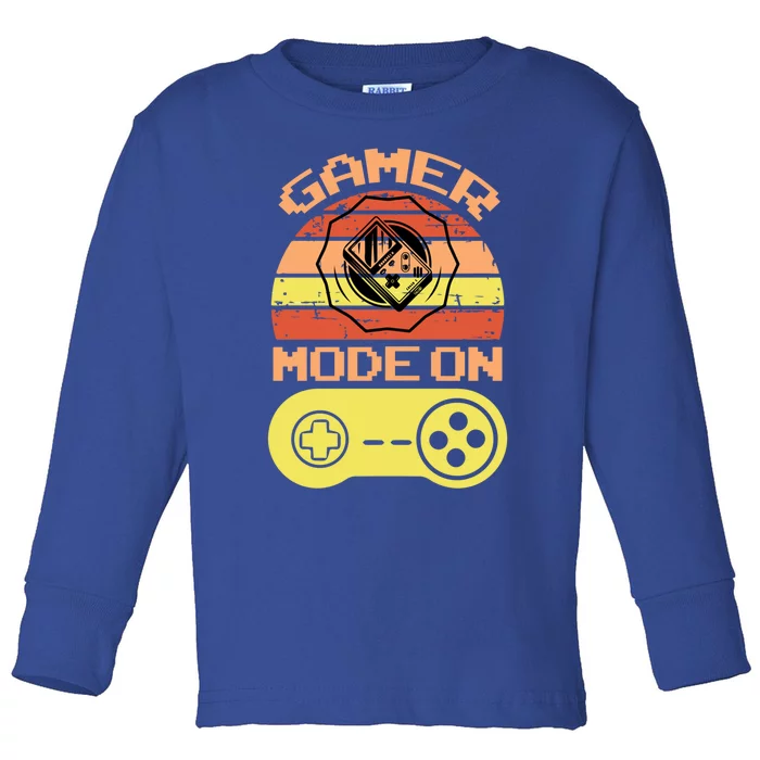 Gamer Mode On Video Game Funny Gift Cool Gift Toddler Long Sleeve Shirt