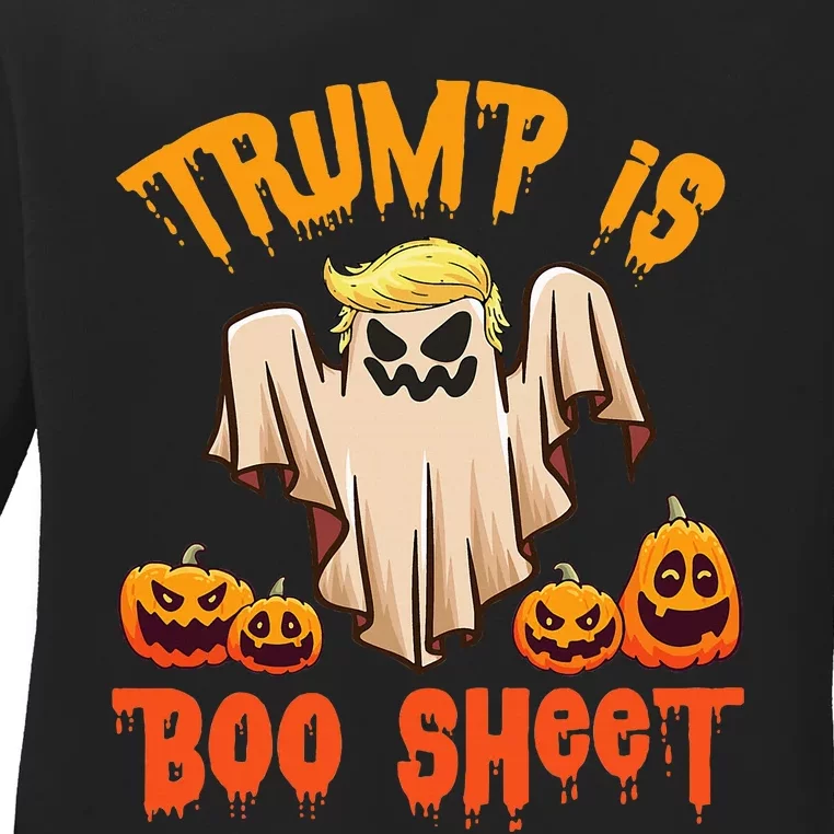 Ghost Monster Pumpkins Donald Trump Is Boo Sheet Halloween Ladies Long Sleeve Shirt