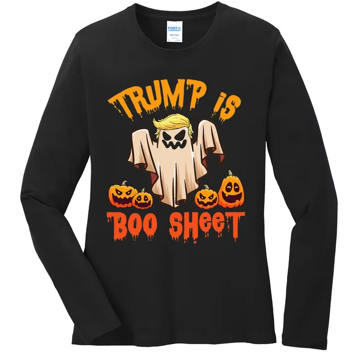 Ghost Monster Pumpkins Donald Trump Is Boo Sheet Halloween Ladies Long Sleeve Shirt