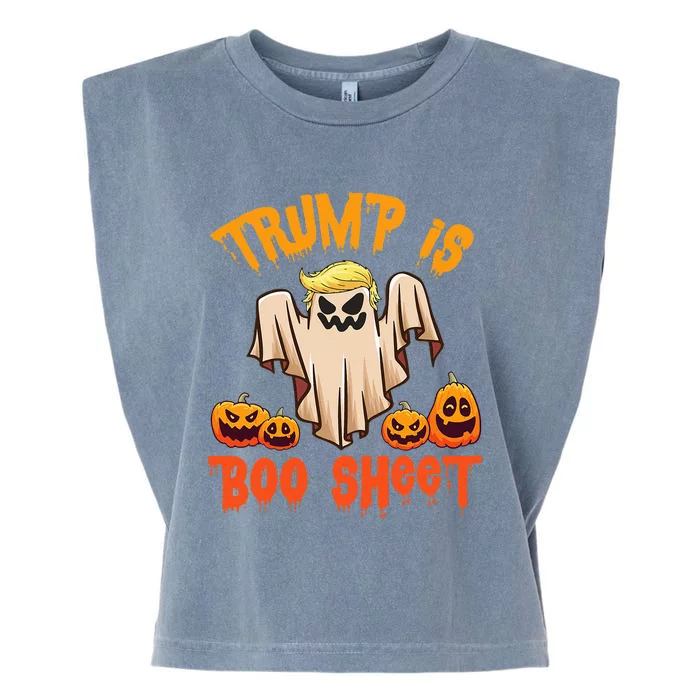 Ghost Monster Pumpkins Donald Trump Is Boo Sheet Halloween Garment-Dyed Women's Muscle Tee