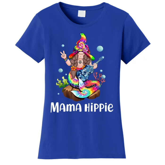 Gnome Mermaid Peace Playing Guitar Mama Hippie Colorful Gift Women's T-Shirt