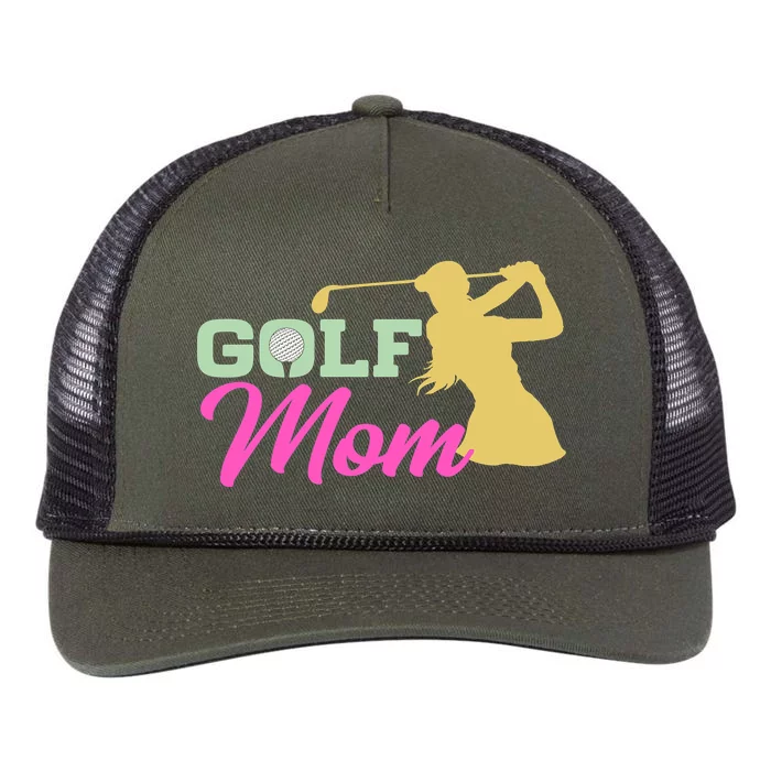 Golf Mom Plays Golf Fitted Gift For Mother's Day Retro Rope Trucker Hat Cap