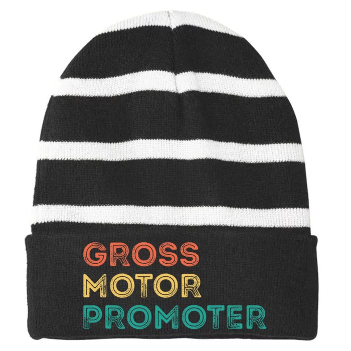 Gross Motor Promoter Pediatric Physical Therapy Funny PT Striped Beanie with Solid Band