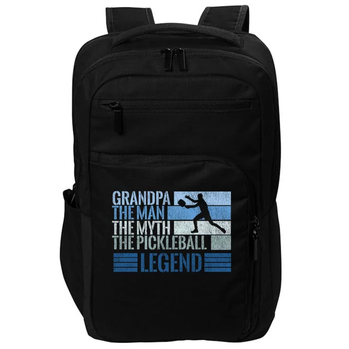 Grandpa Myth Pickleball Legend Vintage Blue Graphic Funny Gift Impact Tech Backpack