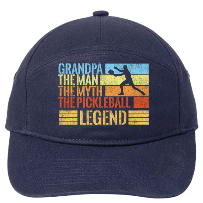 Grandpa Myth Pickleball Legend Vintage Husband Gift 7-Panel Snapback Hat