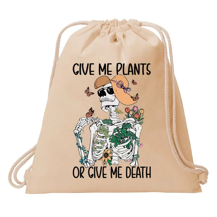 Give Me Plants Or Give Me Death Funny Halloween Skeleton Drawstring Bag