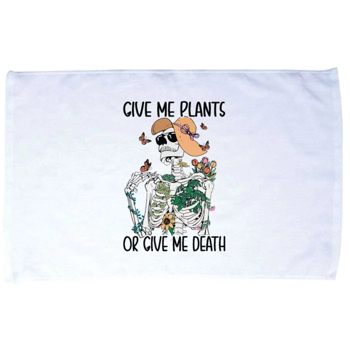 Give Me Plants Or Give Me Death Funny Halloween Skeleton Microfiber Hand Towel