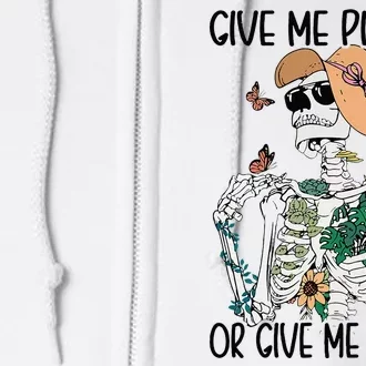 Give Me Plants Or Give Me Death Funny Halloween Skeleton Full Zip Hoodie