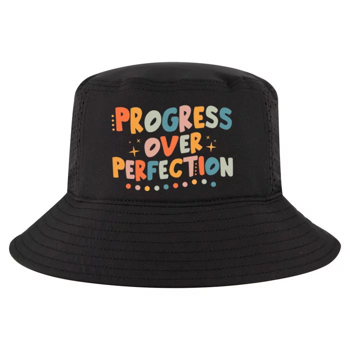 Growth Mindset Progress Over Perfection Back To School Retro Cool Comfort Performance Bucket Hat