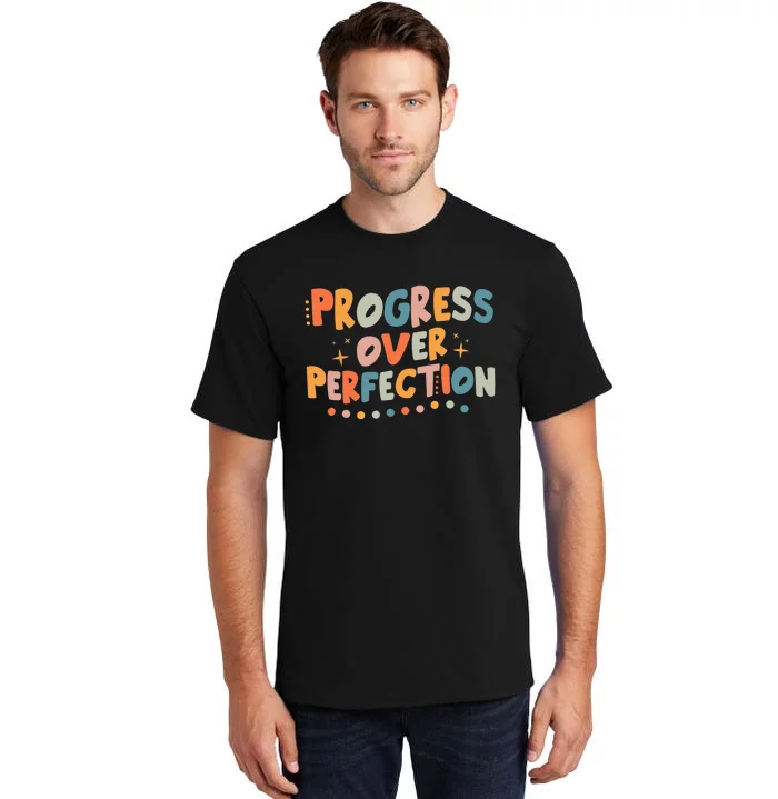 Growth Mindset Progress Over Perfection Back To School Retro Tall T-Shirt