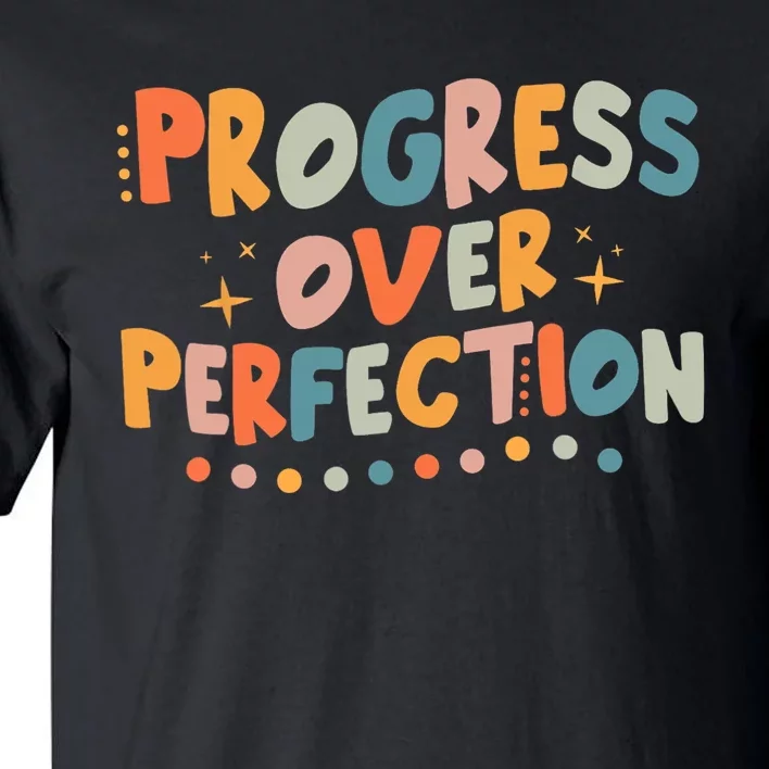 Growth Mindset Progress Over Perfection Back To School Retro Tall T-Shirt