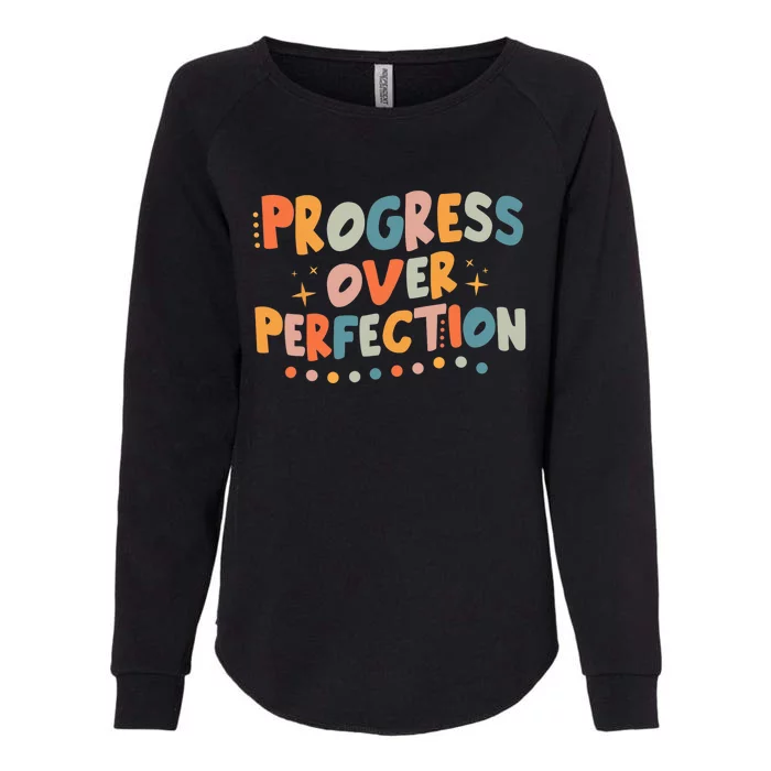 Growth Mindset Progress Over Perfection Back To School Retro Womens California Wash Sweatshirt