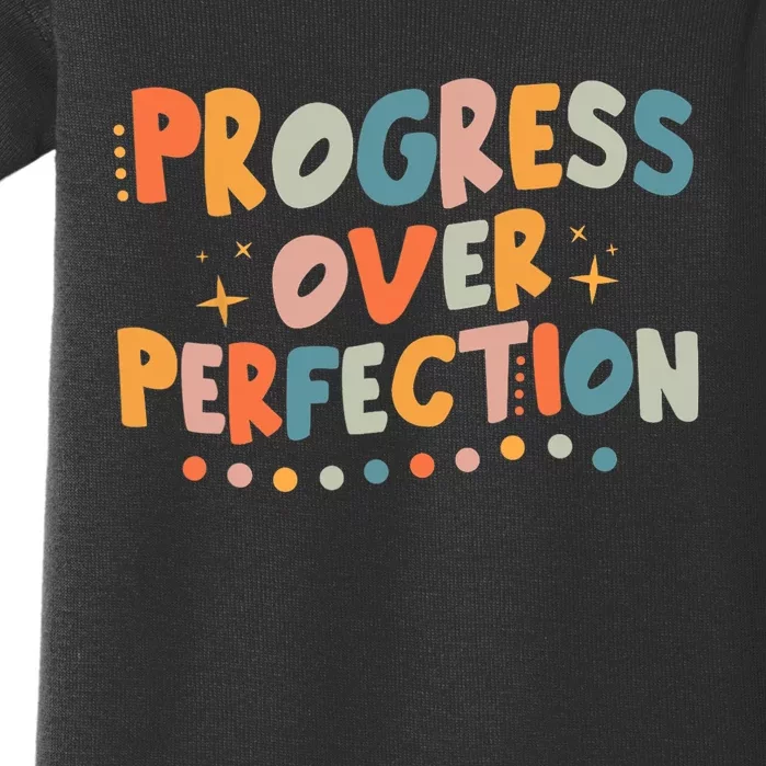 Growth Mindset Progress Over Perfection Back To School Retro Baby Bodysuit