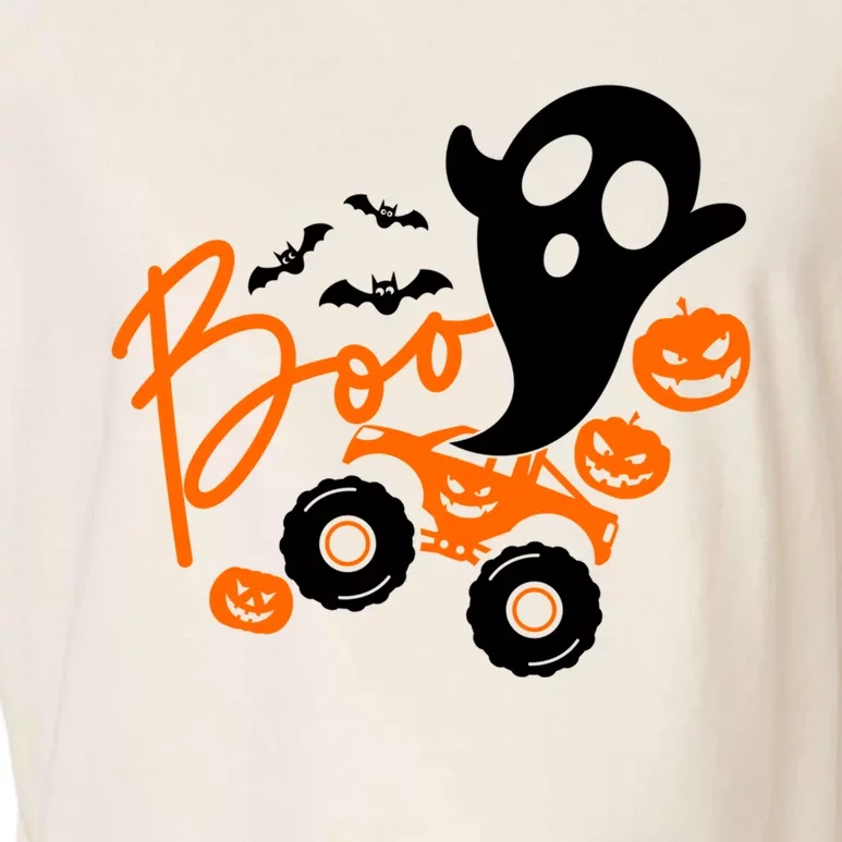 Ghost Monster Pumpkin Truck Rider Boo Halloween Pumpkin Gift Garment-Dyed Women's Muscle Tee