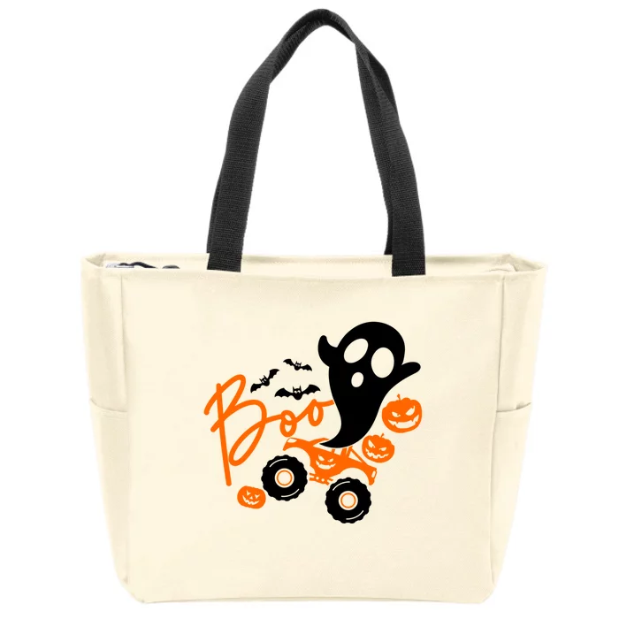 Ghost Monster Pumpkin Truck Rider Boo Halloween Pumpkin Gift Zip Tote Bag