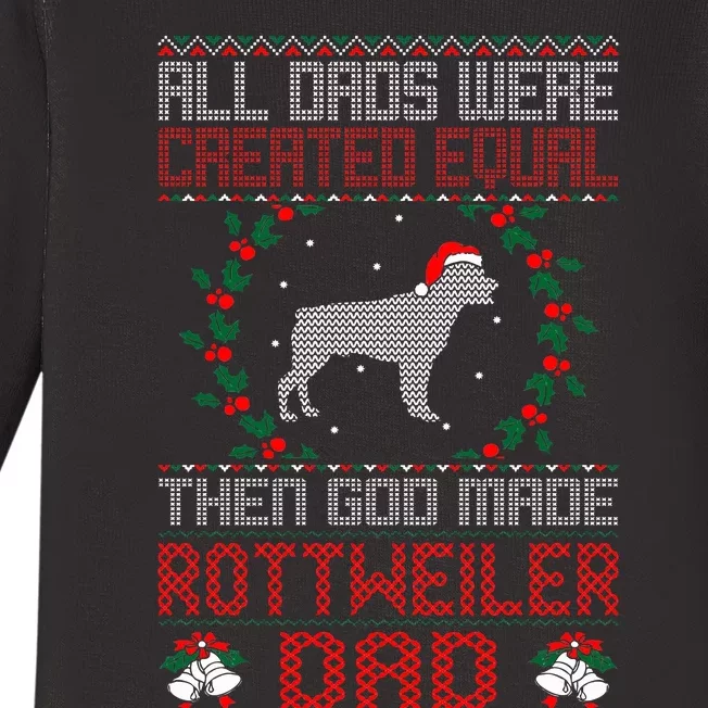 God Made Rottweiler Dog Dad Christmas Ugly Sweater Gift Baby Long Sleeve Bodysuit