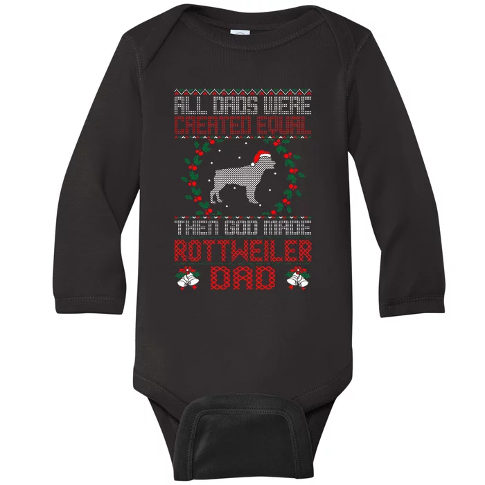 God Made Rottweiler Dog Dad Christmas Ugly Sweater Gift Baby Long Sleeve Bodysuit