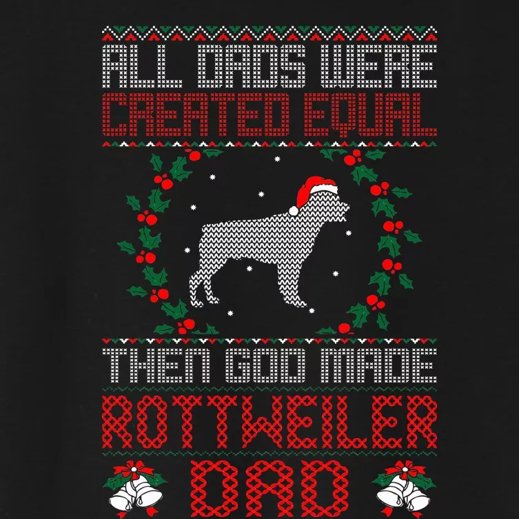 God Made Rottweiler Dog Dad Christmas Ugly Sweater Gift Women's Crop Top Tee