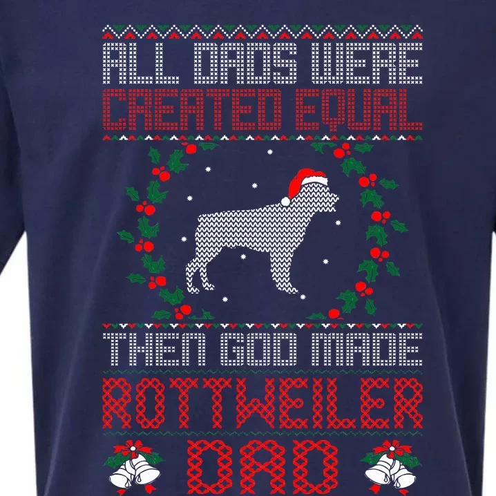 God Made Rottweiler Dog Dad Christmas Ugly Sweater Gift Sueded Cloud Jersey T-Shirt