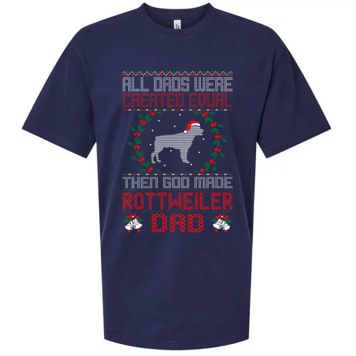 God Made Rottweiler Dog Dad Christmas Ugly Sweater Gift Sueded Cloud Jersey T-Shirt