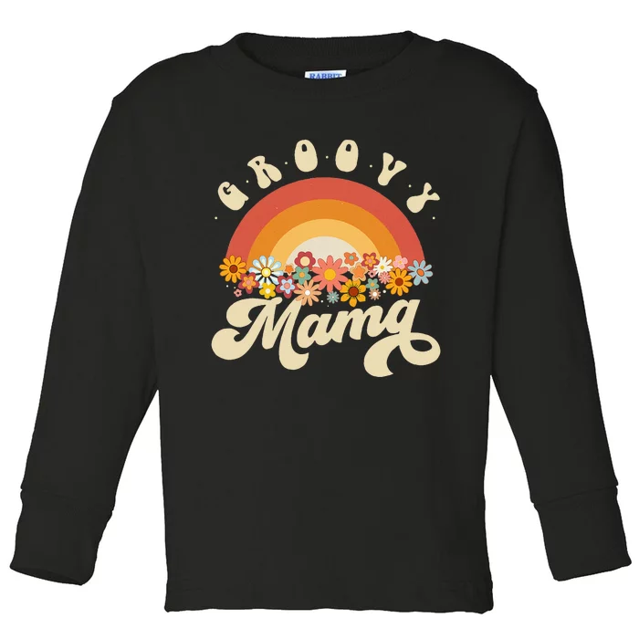 Groovy Mama Retro Rainbow Toddler Long Sleeve Shirt