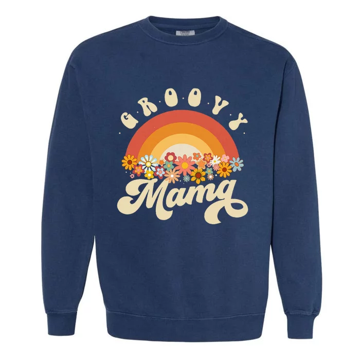 Groovy Mama Retro Rainbow Garment-Dyed Sweatshirt