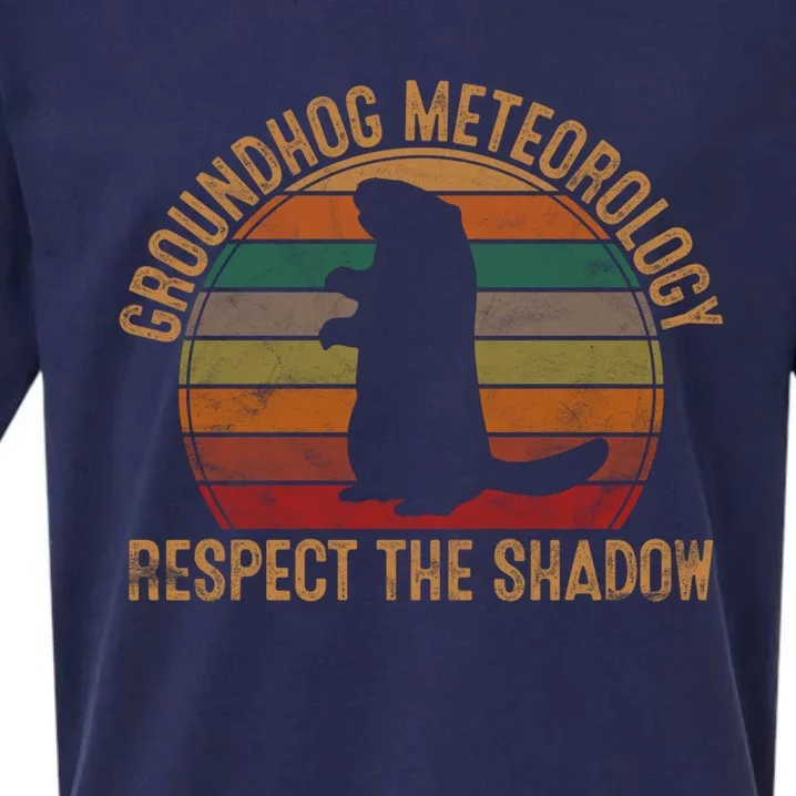 Groundhog Meteorology Respect The Shadow Gift Groundhog Day Funny Gift Sueded Cloud Jersey T-Shirt