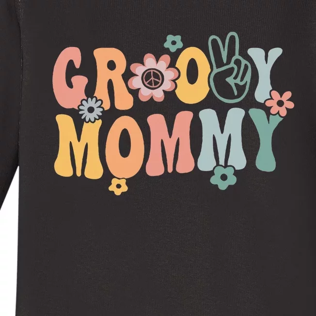 Groovy Mommy Retro Mom Matching Family 1st Birthday Baby Long Sleeve Bodysuit