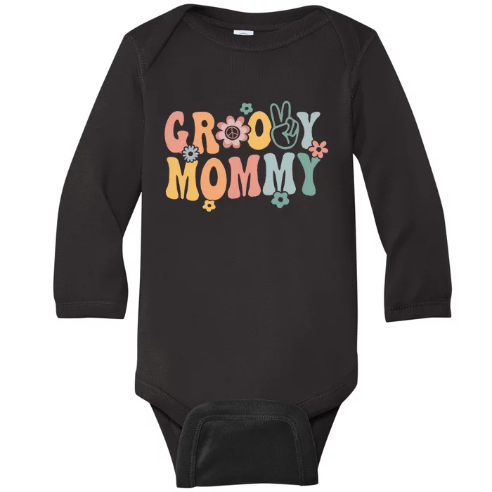 Groovy Mommy Retro Mom Matching Family 1st Birthday Baby Long Sleeve Bodysuit