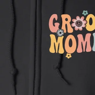 Groovy Mommy Retro Mom Matching Family 1st Birthday Full Zip Hoodie