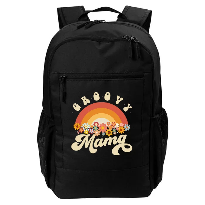 Groovy Mama Retro Rainbow Flowers Daily Commute Backpack