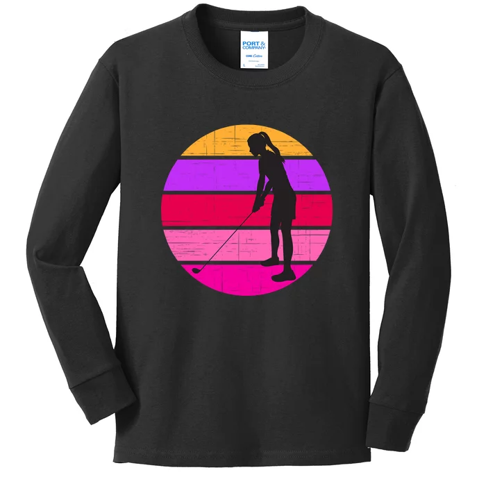 Golf Mom Retro Womens Golf Player Gift For Mother's Day Kids Long Sleeve Shirt