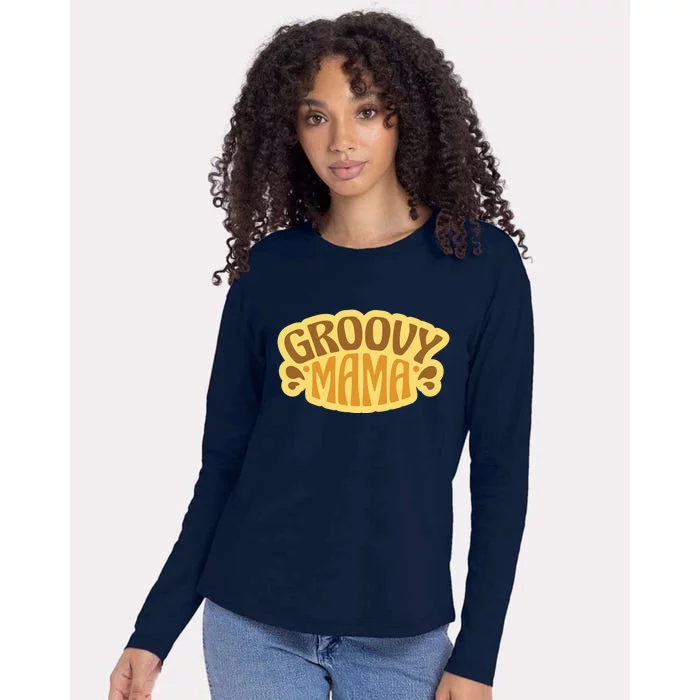 Groovy Mama Retro Womens Cotton Relaxed Long Sleeve T-Shirt