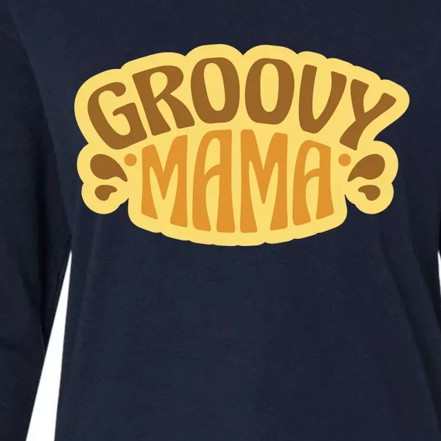 Groovy Mama Retro Womens Cotton Relaxed Long Sleeve T-Shirt