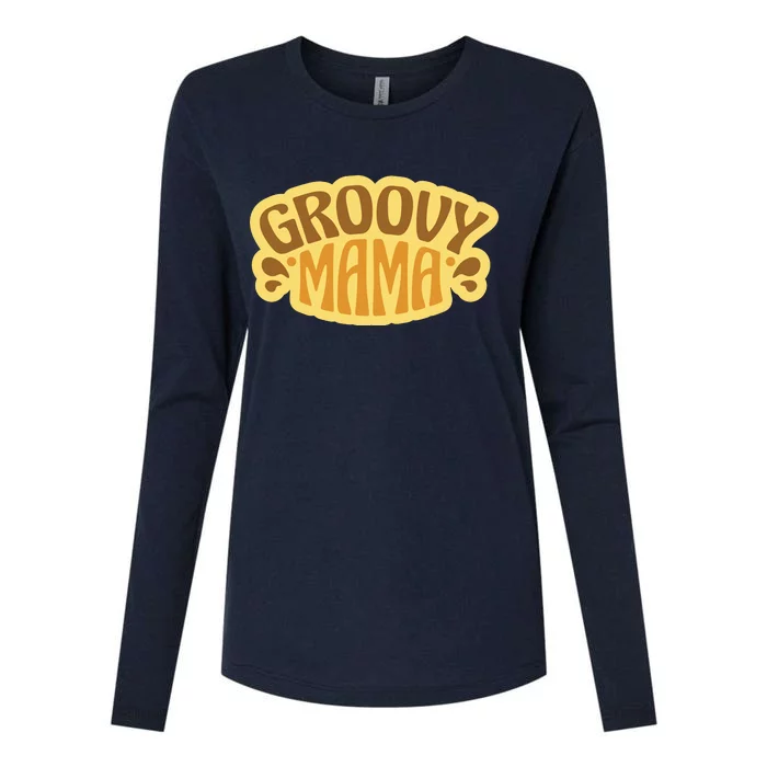 Groovy Mama Retro Womens Cotton Relaxed Long Sleeve T-Shirt