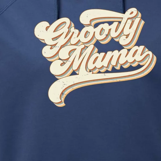 Groovy Mama Retro Cute Gift Performance Fleece Hoodie