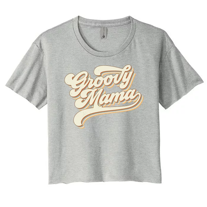 Groovy Mama Retro Cute Gift Women's Crop Top Tee